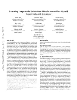 Learning Large-scale Subsurface Simulations with a Hybrid Graph Network
  Simulator