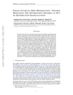 Pareto Invariant Risk Minimization: Towards Mitigating the Optimization
  Dilemma in Out-of-Distribution Generalization