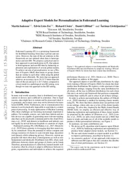 Adaptive Expert Models for Personalization in Federated Learning