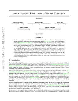 Architectural Backdoors in Neural Networks