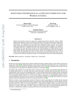 Anonymous Expression in an Online Community for Women in China
