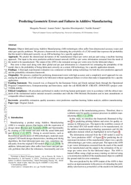 Predicting Geometric Errors and Failures in Additive Manufacturing