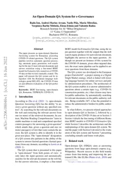 An Open-Domain QA System for e-Governance
