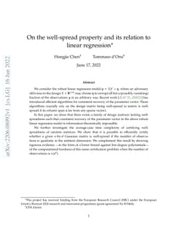 On the well-spread property and its relation to linear regression