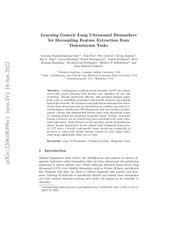 Learning Generic Lung Ultrasound Biomarkers for Decoupling Feature
  Extraction from Downstream Tasks