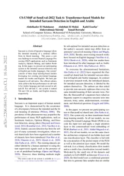 CS-UM6P at SemEval-2022 Task 6: Transformer-based Models for Intended
  Sarcasm Detection in English and Arabic