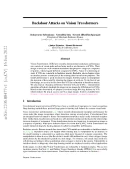 Backdoor Attacks on Vision Transformers