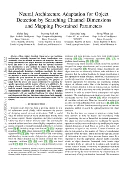 Neural Architecture Adaptation for Object Detection by Searching Channel
  Dimensions and Mapping Pre-trained Parameters