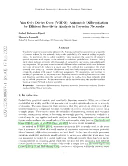 You Only Derive Once (YODO): Automatic Differentiation for Efficient
  Sensitivity Analysis in Bayesian Networks