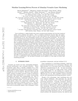 Machine Learning-Driven Process of Alumina Ceramics Laser Machining