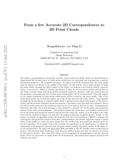 From a few Accurate 2D Correspondences to 3D Point Clouds