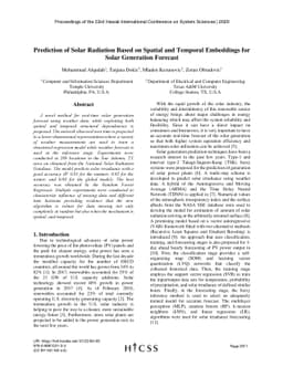Prediction of Solar Radiation Based on Spatial and Temporal Embeddings
  for Solar Generation Forecast