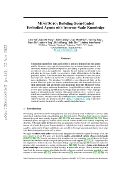MineDojo: Building Open-Ended Embodied Agents with Internet-Scale
  Knowledge