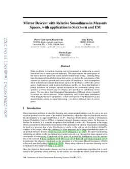 Mirror Descent with Relative Smoothness in Measure Spaces, with
  application to Sinkhorn and EM