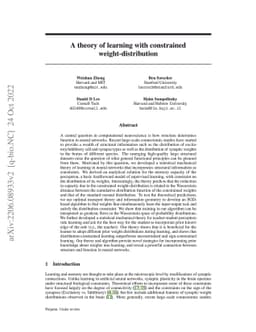 A theory of learning with constrained weight-distribution