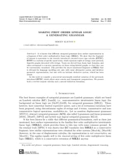 Making first order linear logic a generating grammar