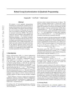 Robust Group Synchronization via Quadratic Programming
