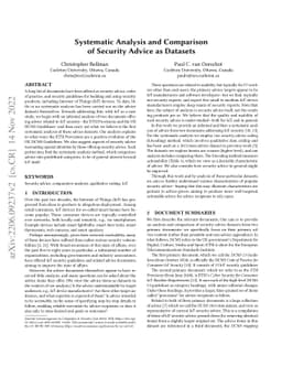 Systematic Analysis and Comparison of Security Advice as Datasets