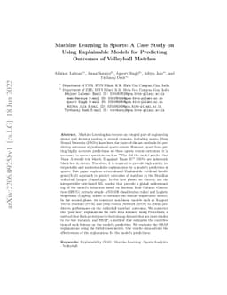 Machine Learning in Sports: A Case Study on Using Explainable Models for
  Predicting Outcomes of Volleyball Matches