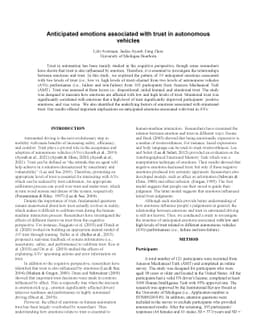 Anticipated emotions associated with trust in autonomous vehicles