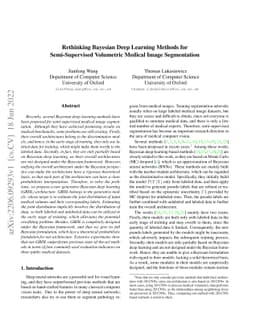 Rethinking Bayesian Deep Learning Methods for Semi-Supervised Volumetric
  Medical Image Segmentation