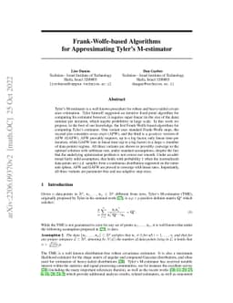 Frank-Wolfe-based Algorithms for Approximating Tyler's M-estimator