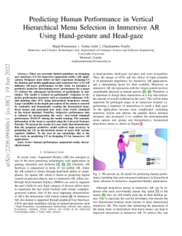 Predicting Human Performance in Vertical Hierarchical Menu Selection in
  Immersive AR Using Hand-gesture and Head-gaze