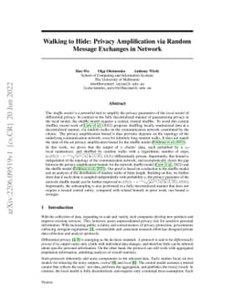 Walking to Hide: Privacy Amplification via Random Message Exchanges in
  Network