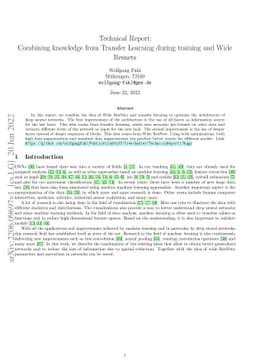Technical Report: Combining knowledge from Transfer Learning during
  training and Wide Resnets
