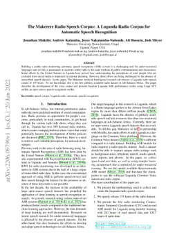 The Makerere Radio Speech Corpus: A Luganda Radio Corpus for Automatic
  Speech Recognition
