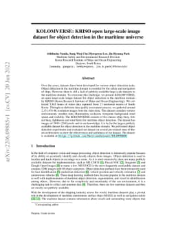 KOLOMVERSE: KRISO open large-scale image dataset for object detection in
  the maritime universe