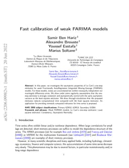 Fast calibration of weak FARIMA models
