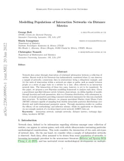 Modelling Populations of Interaction Networks via Distance Metrics