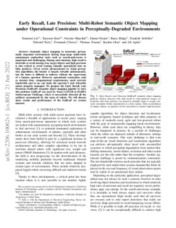 Early Recall, Late Precision: Multi-Robot Semantic Object Mapping under
  Operational Constraints in Perceptually-Degraded Environments