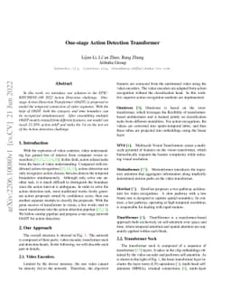 One-stage Action Detection Transformer