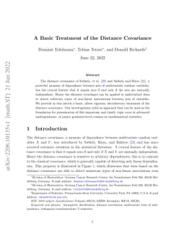 A Basic Treatment of the Distance Covariance