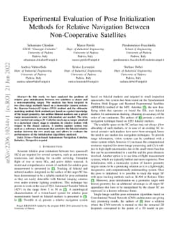 Experimental Evaluation of Pose Initialization Methods for Relative
  Navigation Between Non-Cooperative Satellites