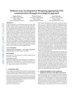 Embrace your incompetence! Designing appropriate CUI communication
  through an ecological approach