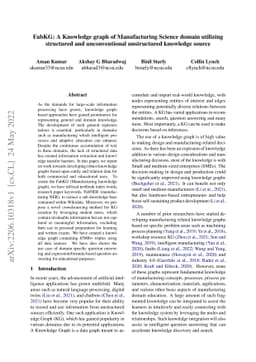 FabKG: A Knowledge graph of Manufacturing Science domain utilizing
  structured and unconventional unstructured knowledge source