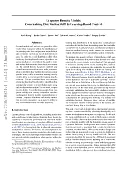 Lyapunov Density Models: Constraining Distribution Shift in
  Learning-Based Control