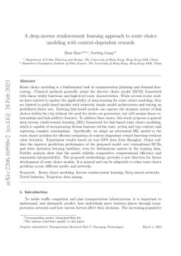 A deep inverse reinforcement learning approach to route choice modeling
  with context-dependent rewards