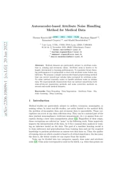 Autoencoder-based Attribute Noise Handling Method for Medical Data