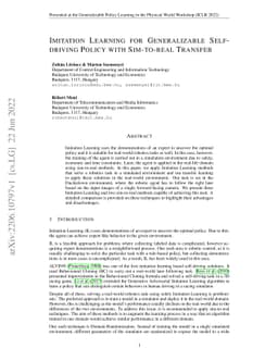 Imitation Learning for Generalizable Self-driving Policy with
  Sim-to-real Transfer