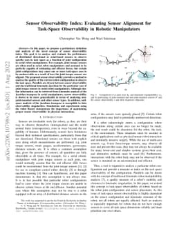 Sensor Observability Index: Evaluating Sensor Alignment for Task-Space
  Observability in Robotic Manipulators