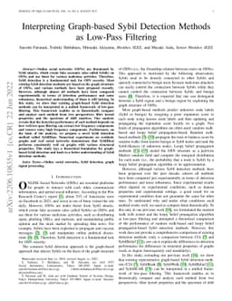 Interpreting Graph-based Sybil Detection Methods as Low-Pass Filtering