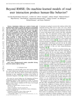 Beyond RMSE: Do machine-learned models of road user interaction produce
  human-like behavior?