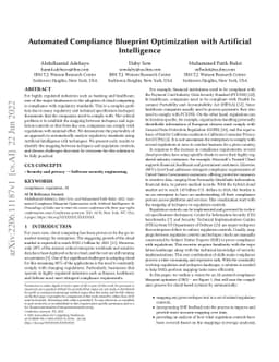 Automated Compliance Blueprint Optimization with Artificial Intelligence