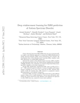 Deep reinforcement learning for fMRI prediction of Autism Spectrum
  Disorder