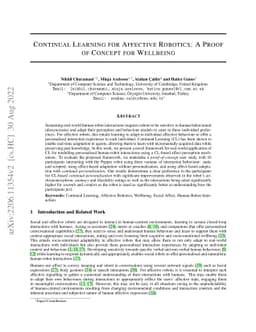 Continual Learning for Affective Robotics: A Proof of Concept for
  Wellbeing