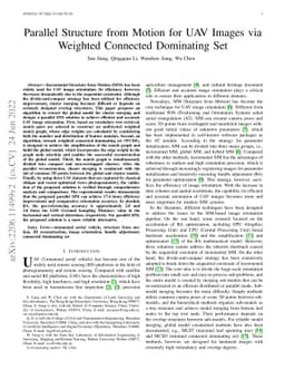 Parallel Structure from Motion for UAV Images via Weighted Connected
  Dominating Set